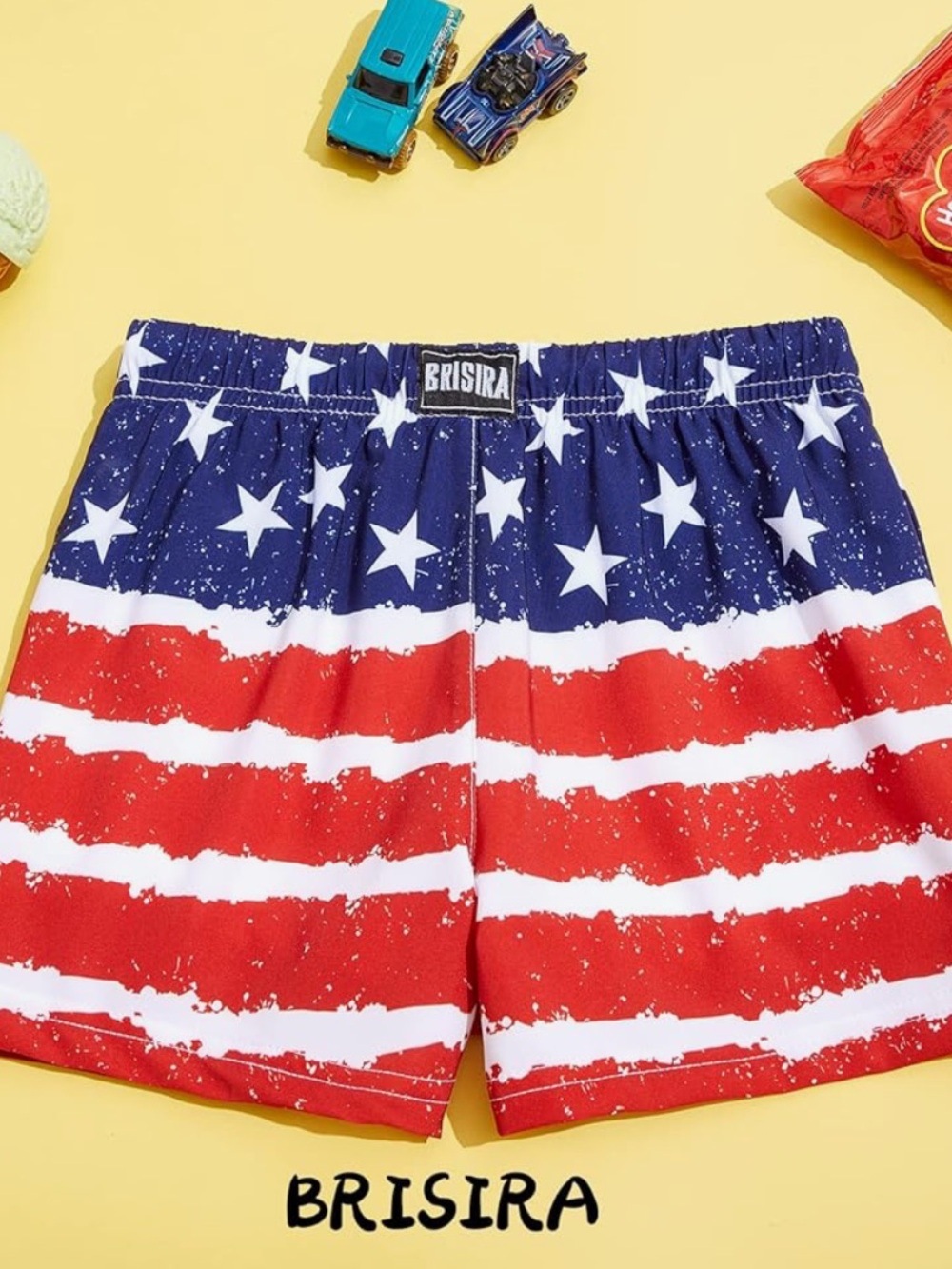 Brisira American Flag 4th Of July Board-shorts Size 5-6Y NWT #Swim-A